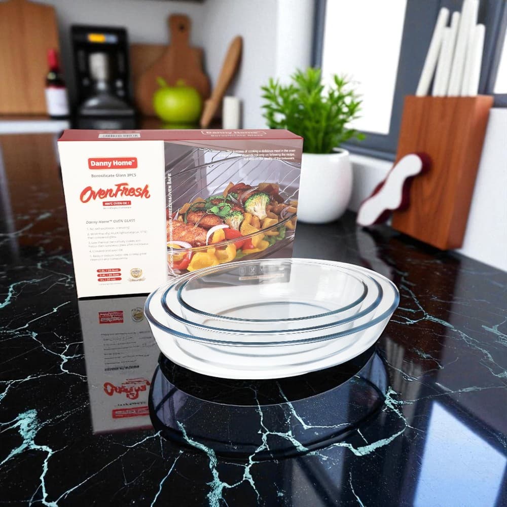 Комплект 3 стъклени тави за печене Danny Home